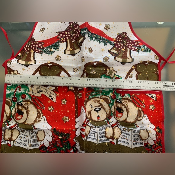Christmas holiday kitchen apron singing bears Christmas bells Mandil de navidad - Picture 8 of 9